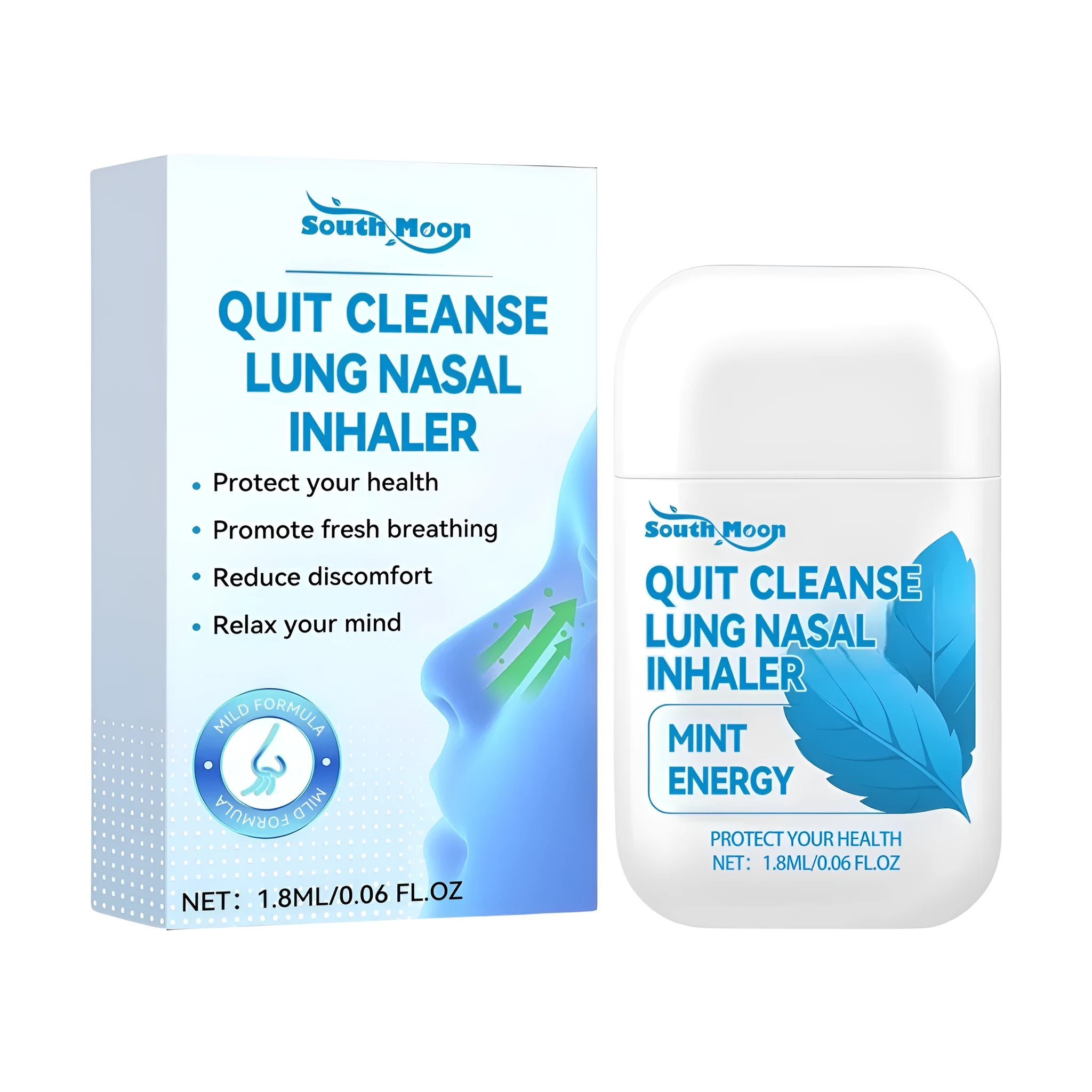 Quit Cleanse Lung Nasal Inhaler bottle and nasal aspirator for congestion relief