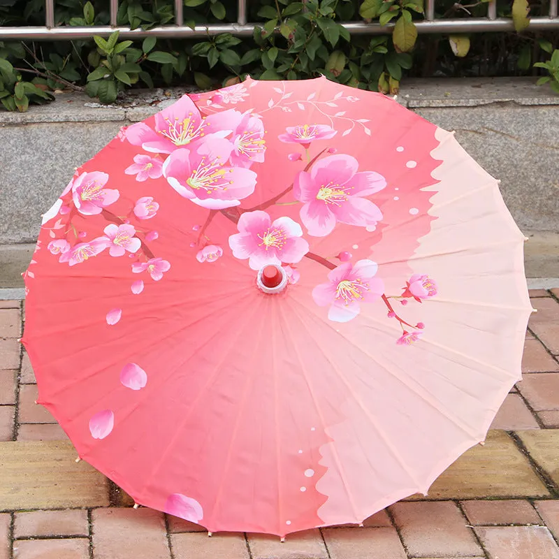 Classical printed silk ceiling umbrella in national style, half-handmade, 60cm size