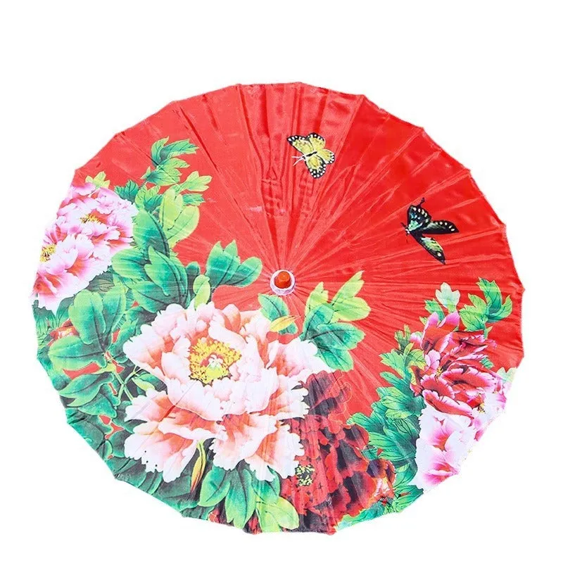 Classical printed silk ceiling umbrella in national style, half-handmade, 60cm size