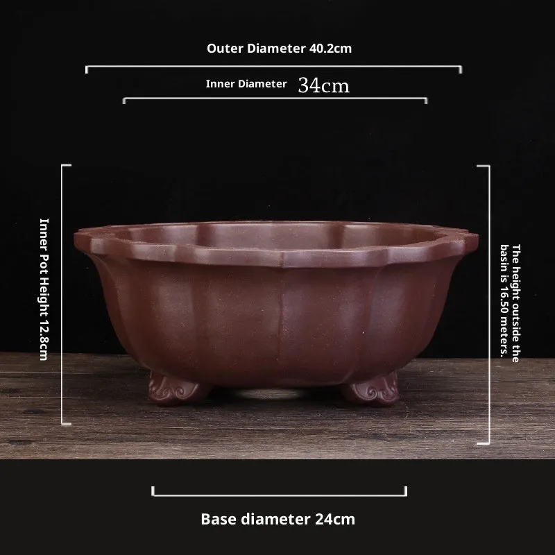 Large purple sand diamond-shaped ceramic flower pot in dark violet for indoor plant display