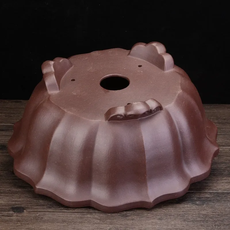 Large purple sand diamond-shaped ceramic flower pot in dark violet for indoor plant display