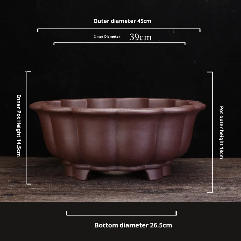 Large purple sand diamond-shaped ceramic flower pot in dark violet for indoor plant display