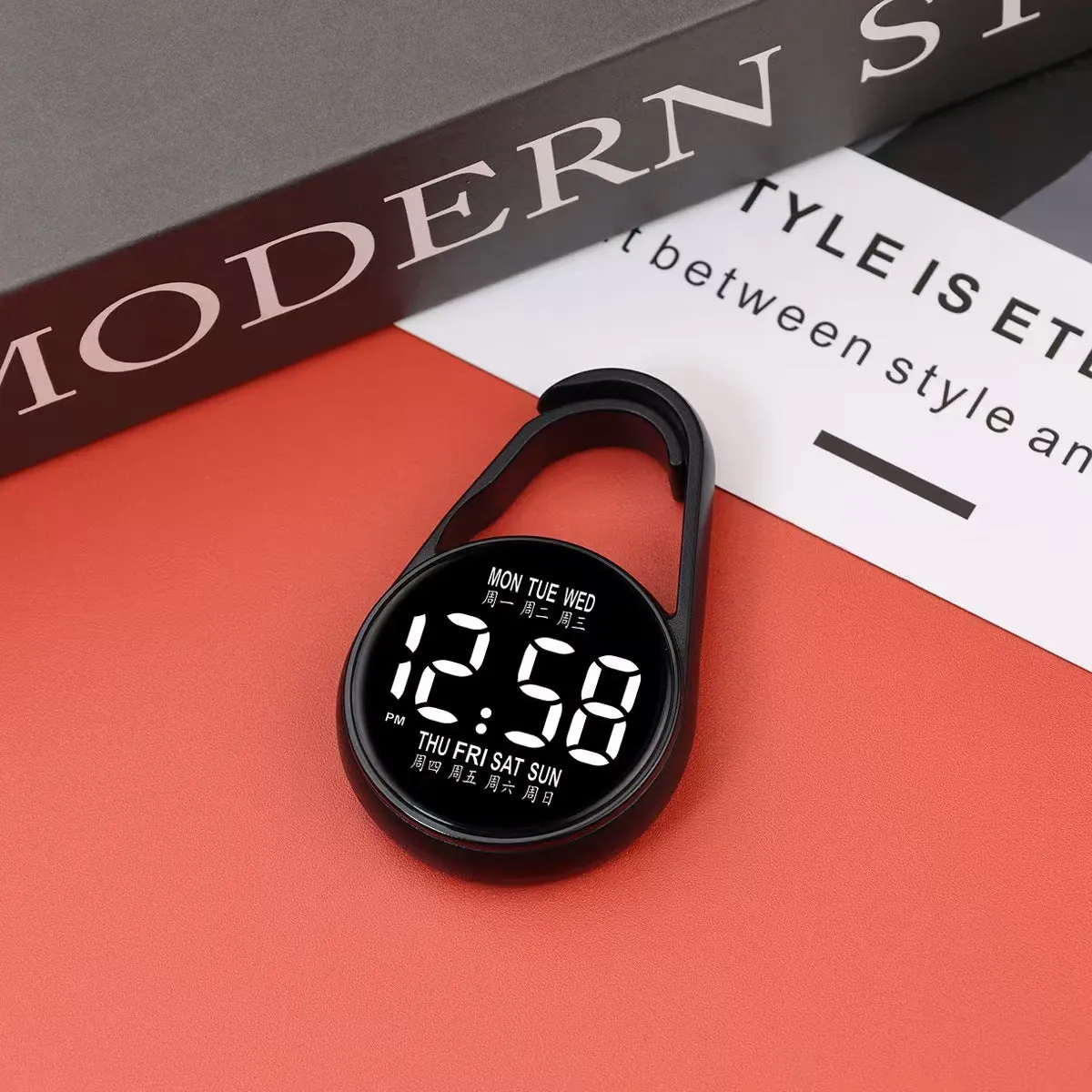 LED luminous electronic digital watch with plastic strap in multiple colour options.