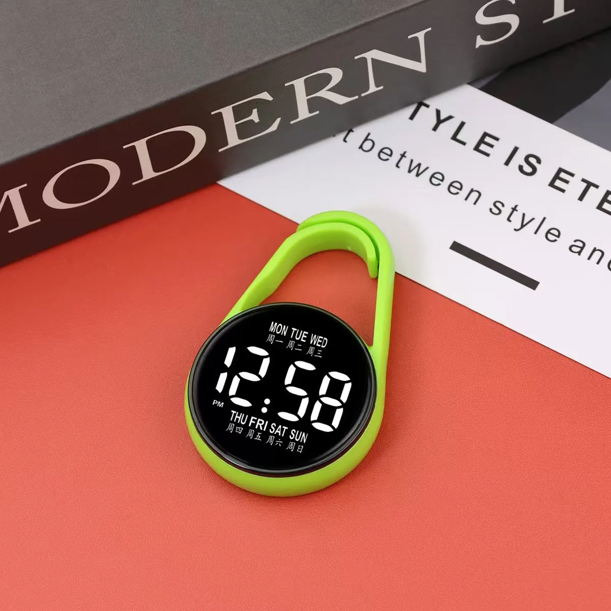 LED luminous electronic digital watch with plastic strap in multiple colour options.