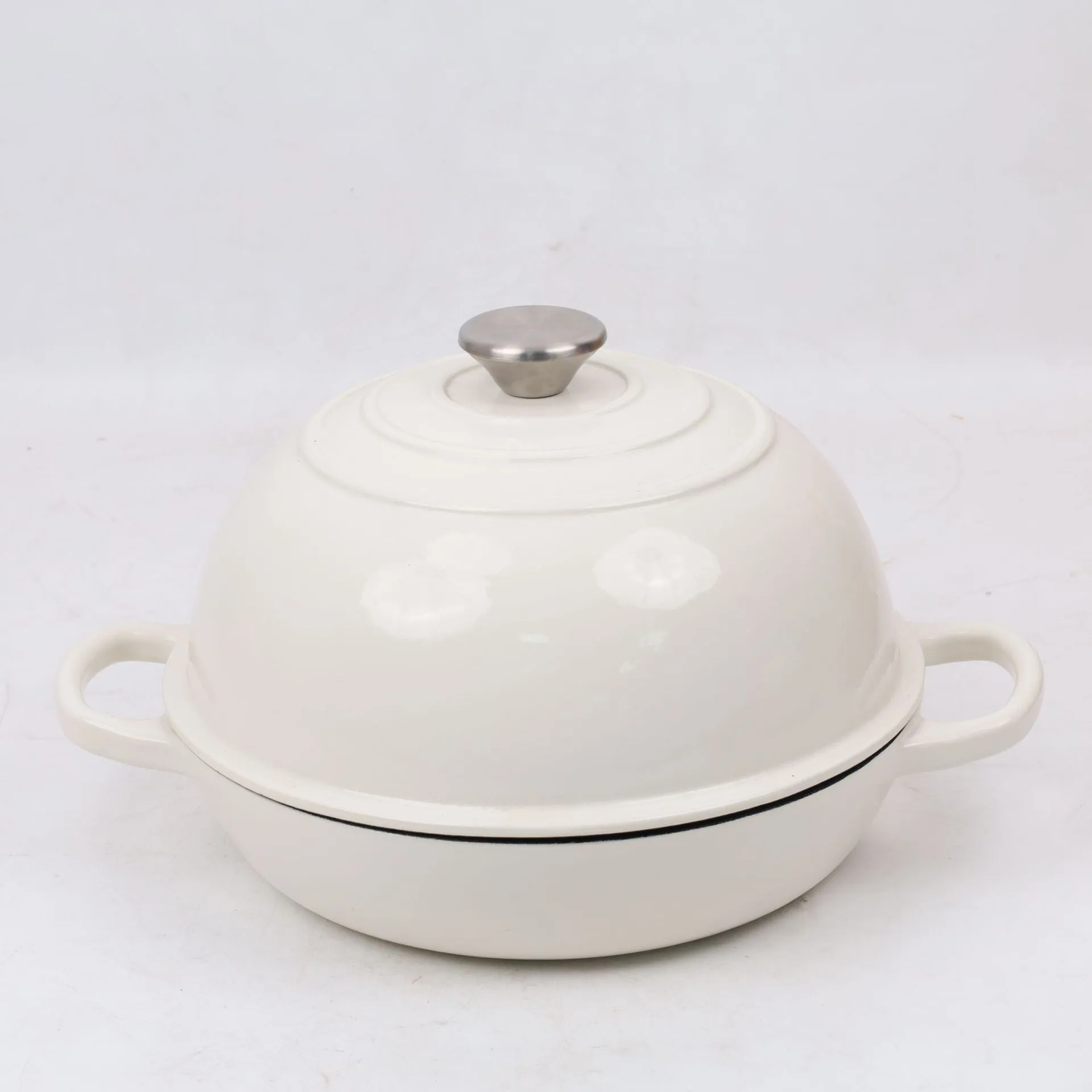 Enameled cast-iron black bread pot with lid for roasting European bread, 24cm or 26cm size
