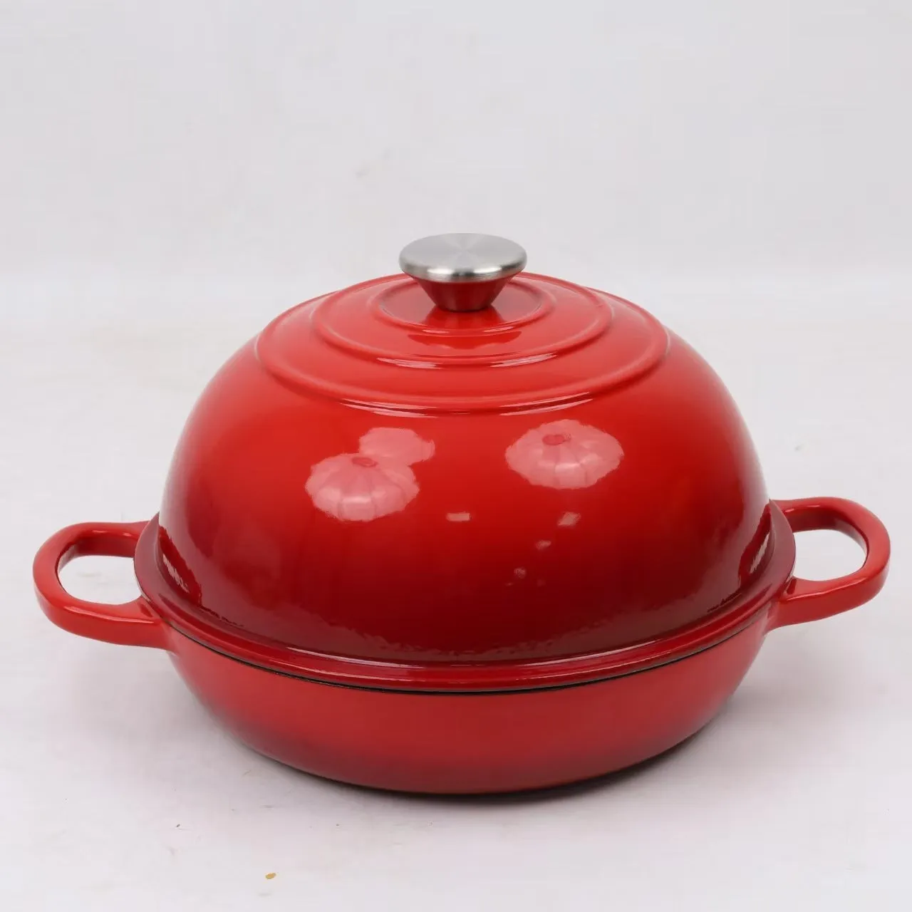 Enameled cast-iron black bread pot with lid for roasting European bread, 24cm or 26cm size