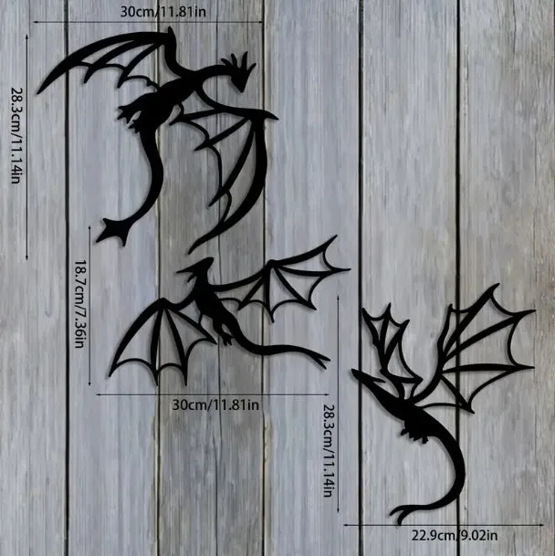 Black metal animal silhouette wall hanging decoration 30cm long side