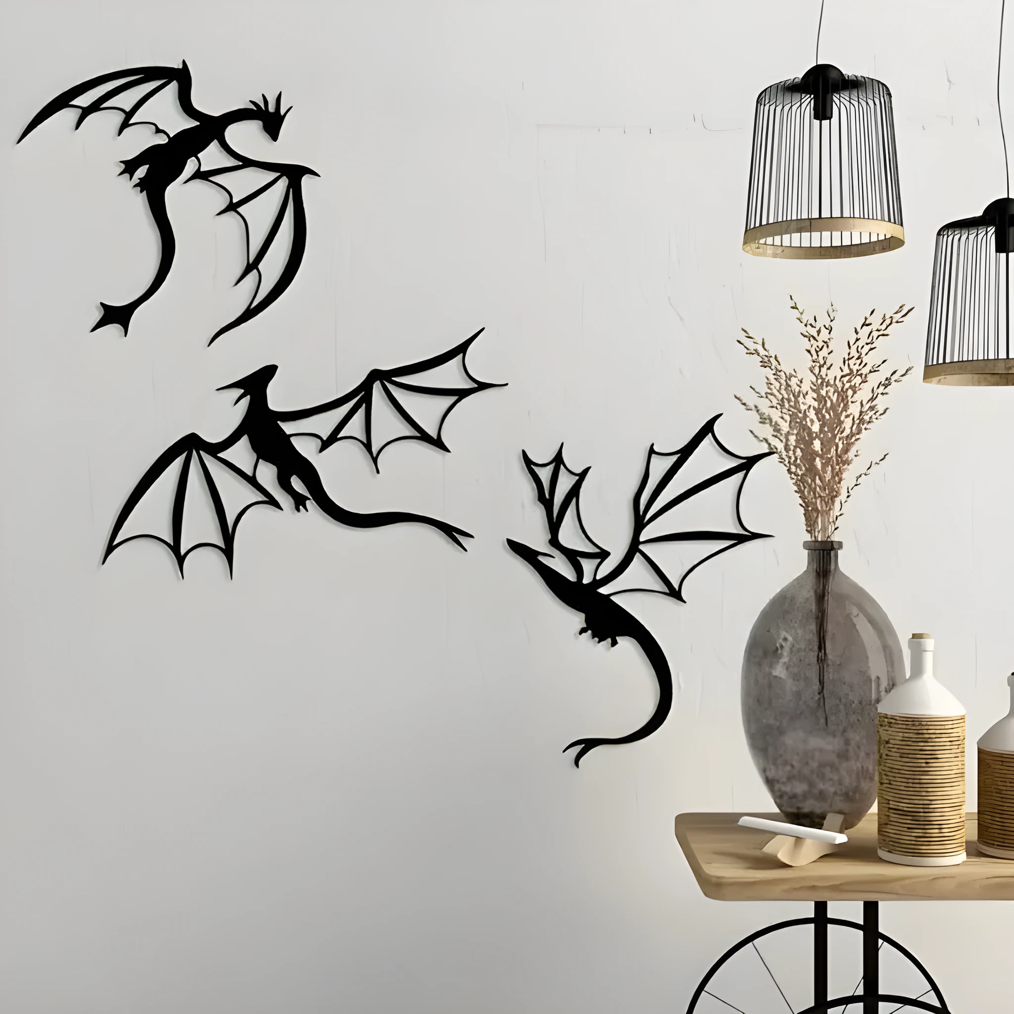 Black metal animal silhouette wall hanging decoration 30cm long side
