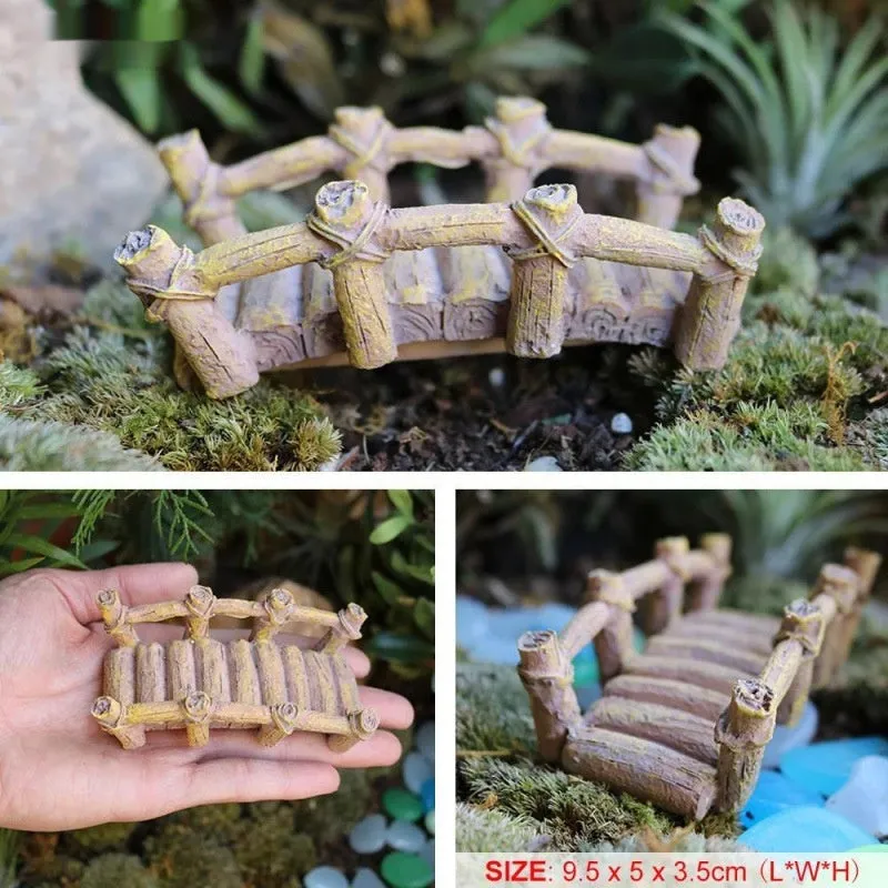 Single retro-style resin fairy garden ornament on a shelf, synthetic resin material, natural indoor lighting