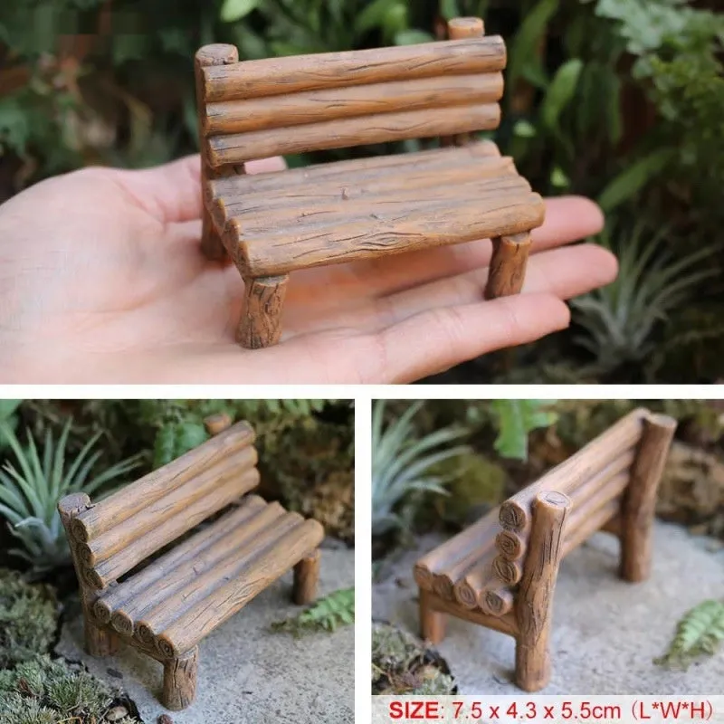Single retro-style resin fairy garden ornament on a shelf, synthetic resin material, natural indoor lighting