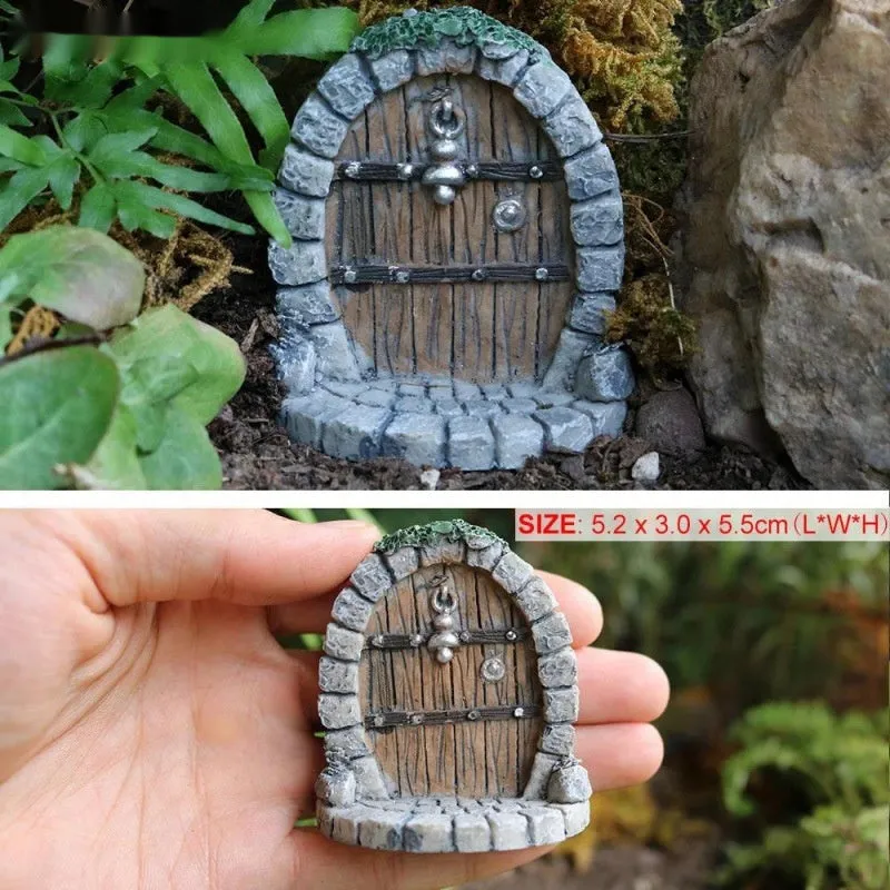 Single retro-style resin fairy garden ornament on a shelf, synthetic resin material, natural indoor lighting