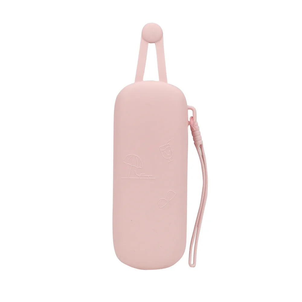 Silicone glasses storage bag in pink colour as a protective case for eyeglasses