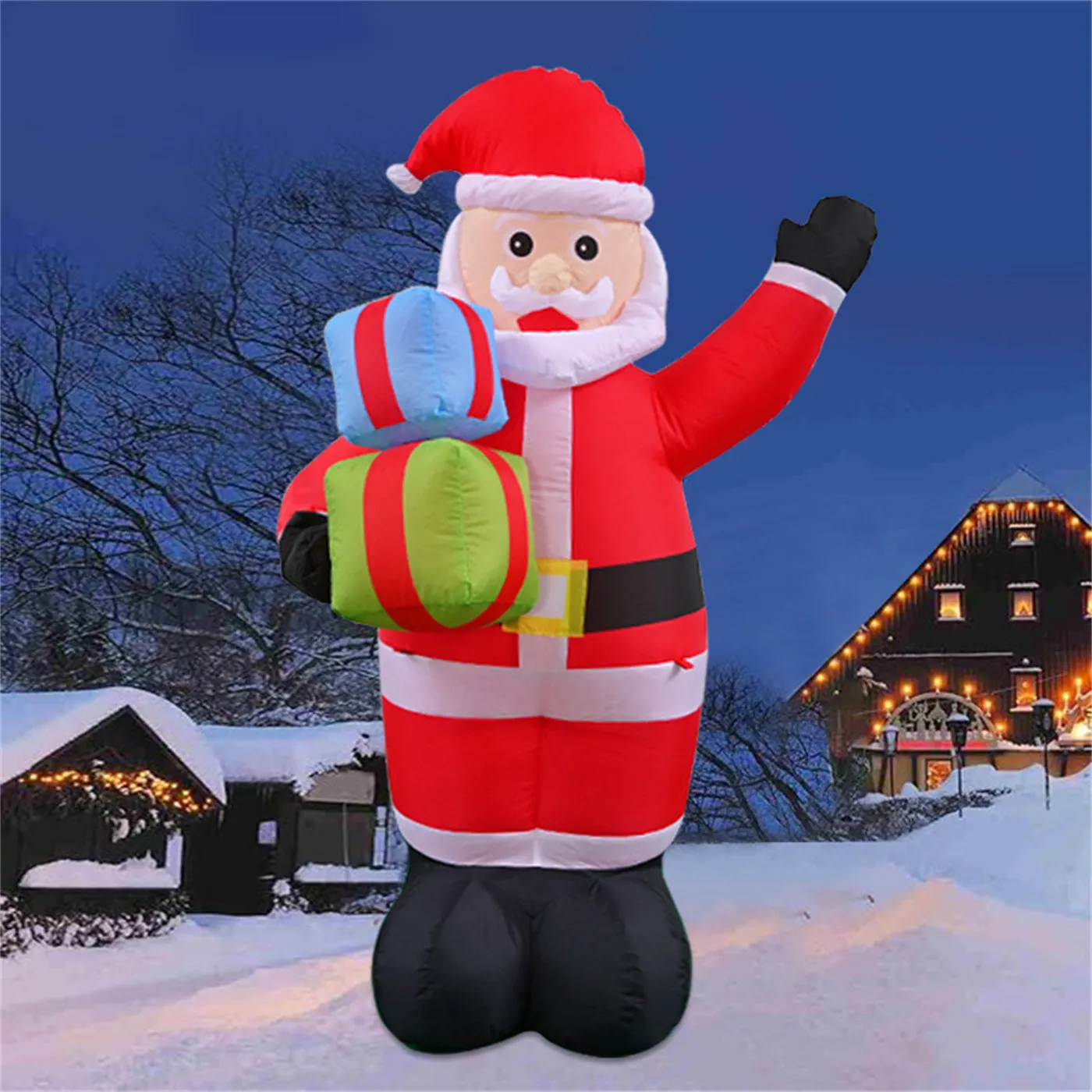Inflatable Santa Claus courtyard ornament decoration with backpack style, suitable for outdoor holiday display