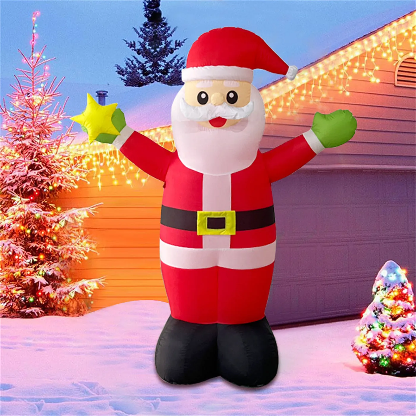 Inflatable Santa Claus courtyard ornament decoration with backpack style, suitable for outdoor holiday display