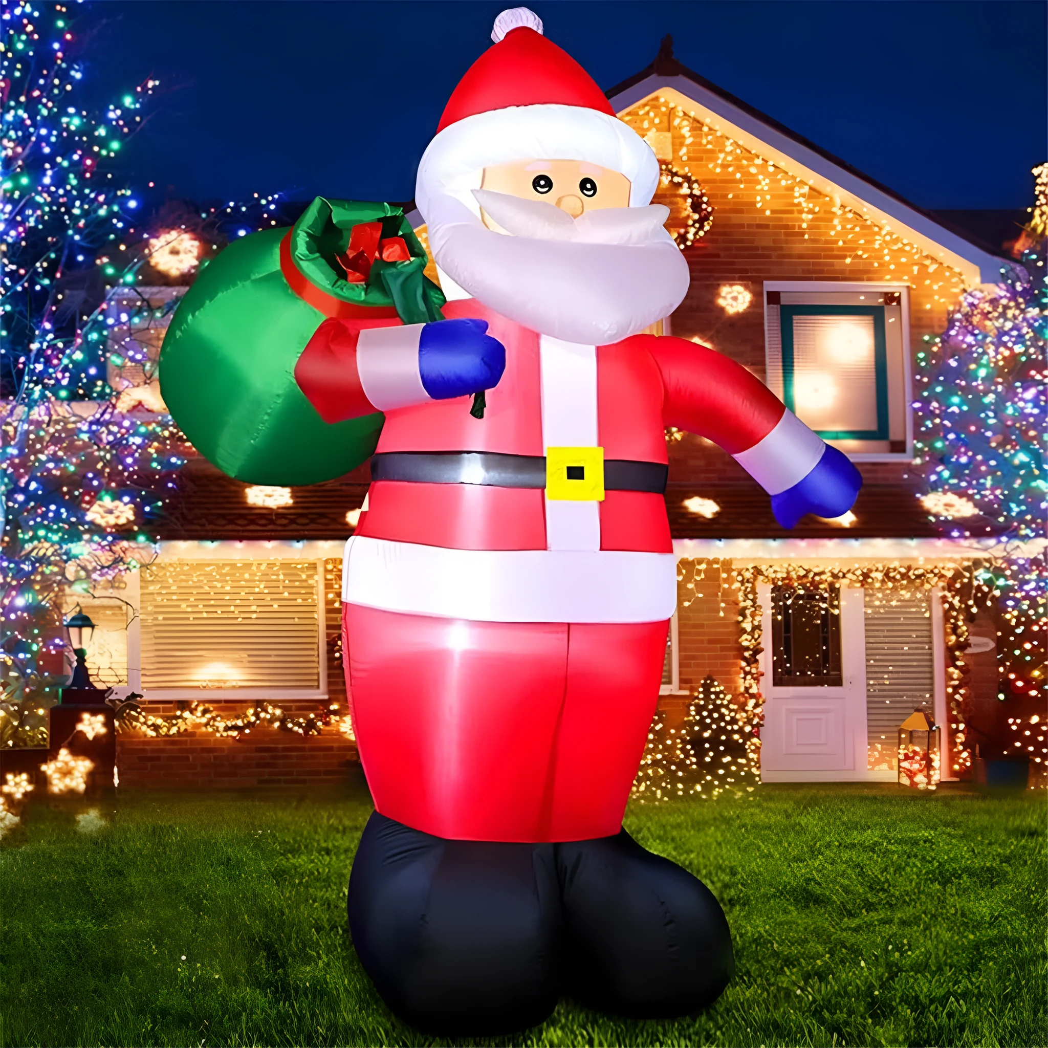 Inflatable Santa Claus courtyard ornament decoration with backpack style, suitable for outdoor holiday display