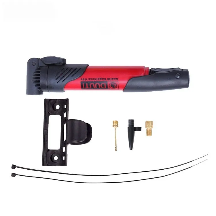 Portable plastic bicycle mini inflator available in eight colours for emergency tyre inflation