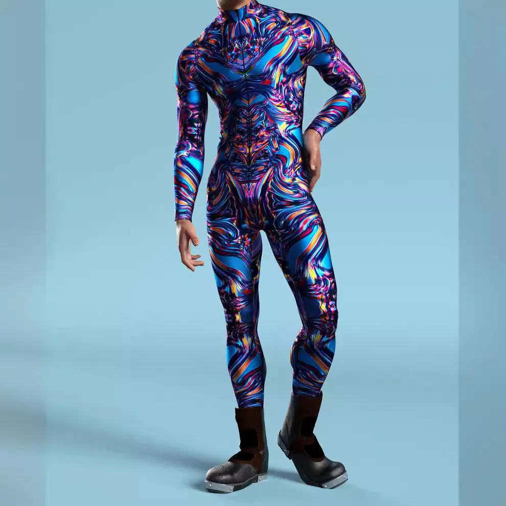 3D digital print Halloween cosplay jumpsuit in street hipster style on a model, spandex blend one-piece costume