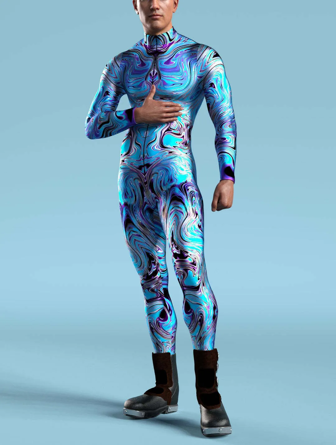 3D digital print Halloween cosplay jumpsuit in street hipster style on a model, spandex blend one-piece costume