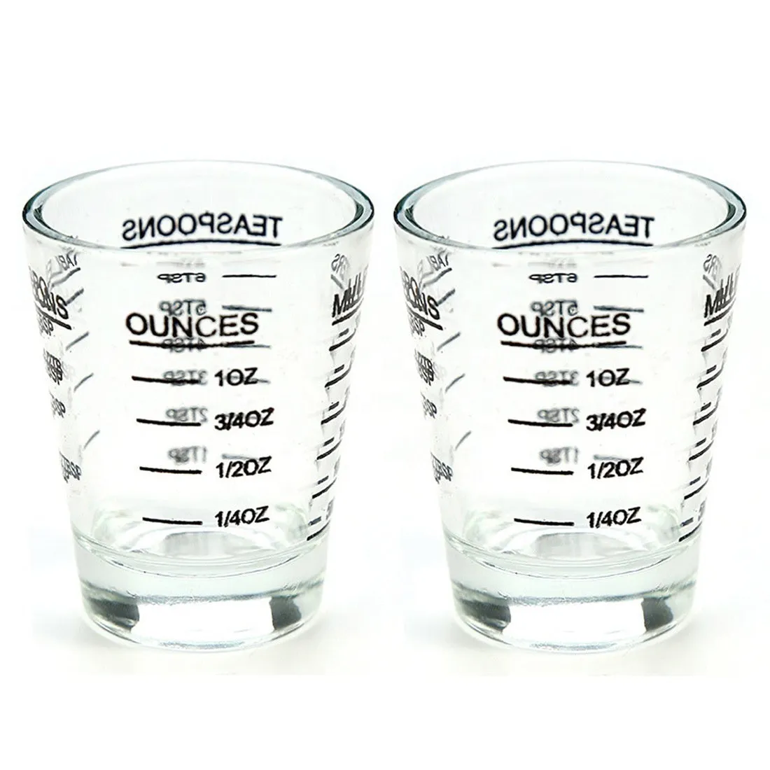 30ml mini retro glass with measurement scale in black colour option on a table