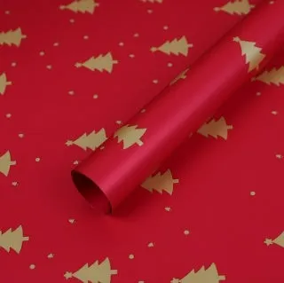 Christmas Kraft paper gift wrap with cartoon ink print, red and green patterns, 50x70cm sheet