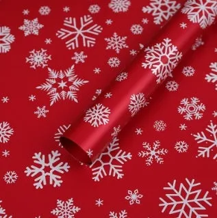 Christmas Kraft paper gift wrap with cartoon ink print, red and green patterns, 50x70cm sheet