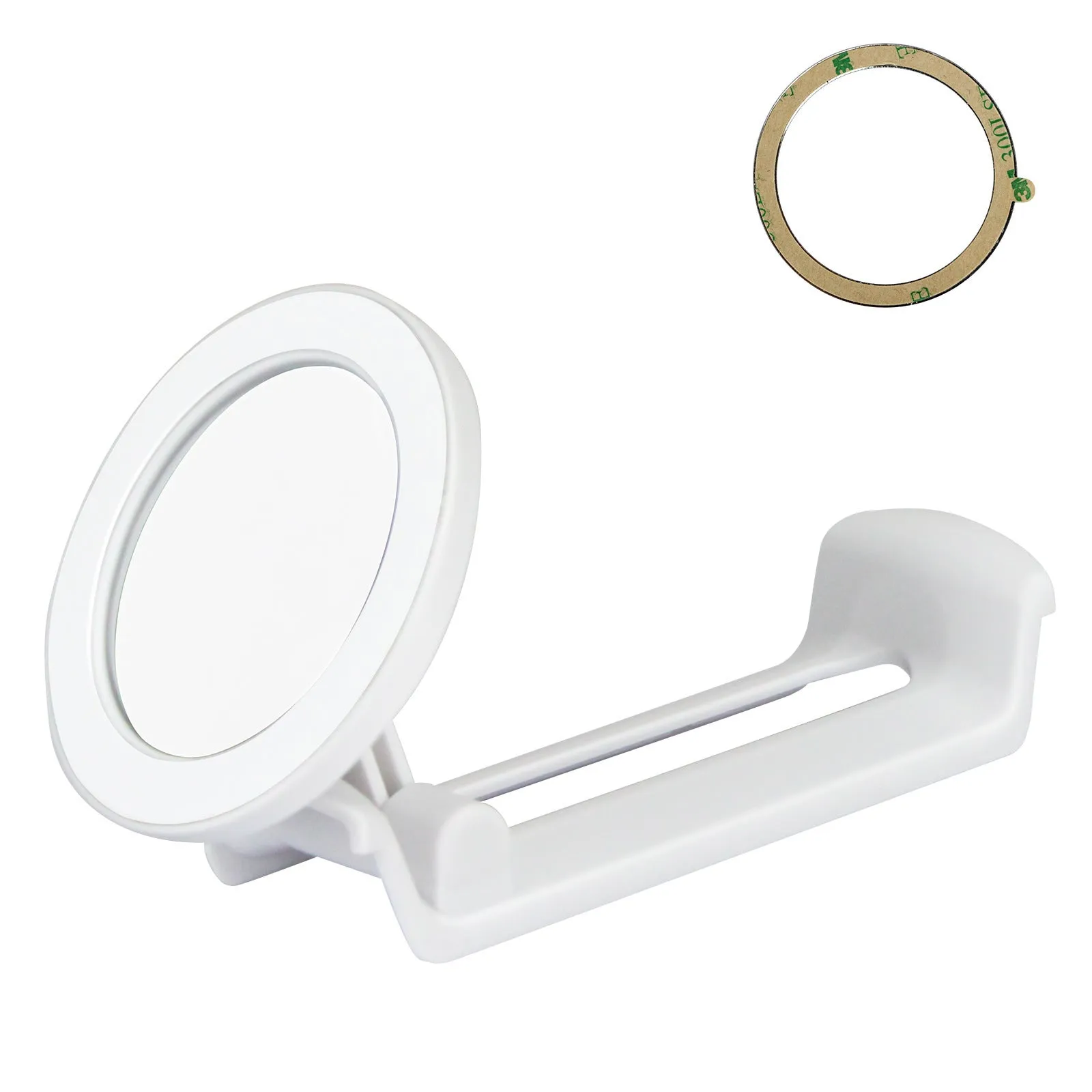 Magnetic plastic phone holder attached to a water cup showing hands-free viewing angle