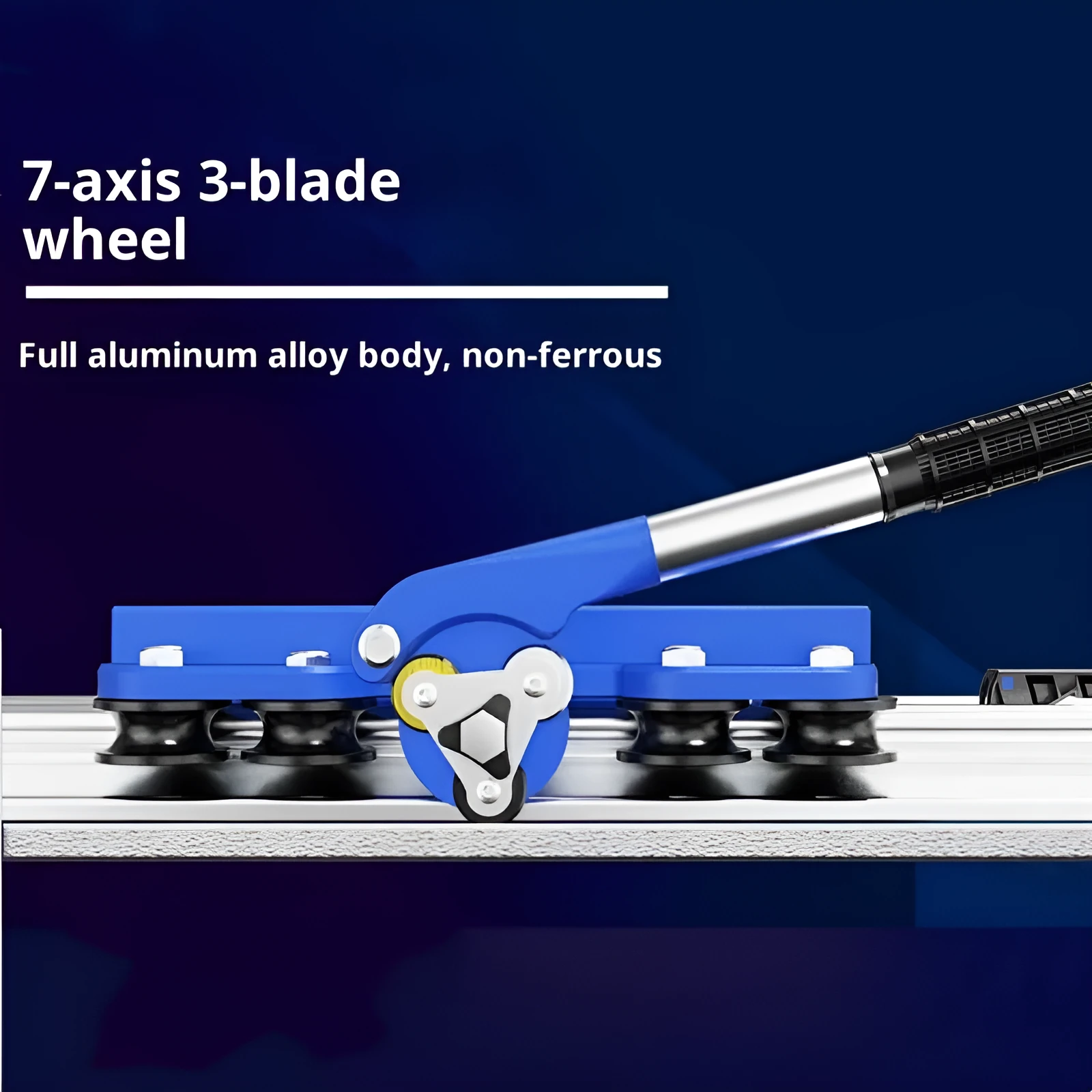 Blue 7 axis 3 knife sucker track ceramic tile cutting tool with 1.8m track and hard alloy blade