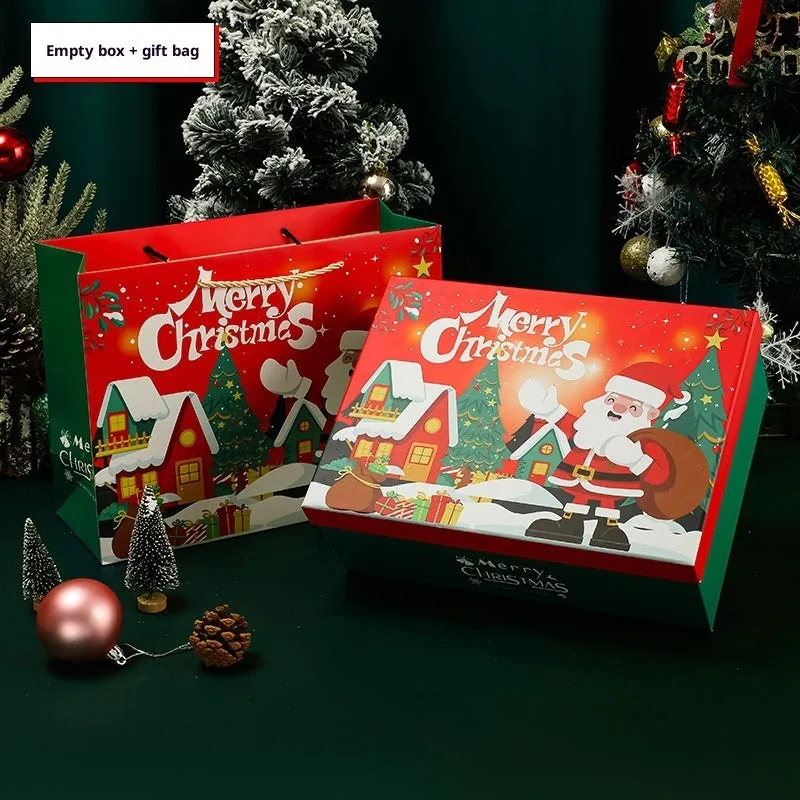 New Year Christmas gift box packaging business style with five sizes, printed finish, and empty bag