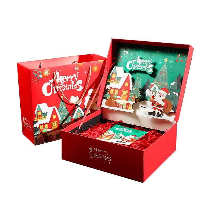 New Year Christmas gift box packaging business style with five sizes, printed finish, and empty bag