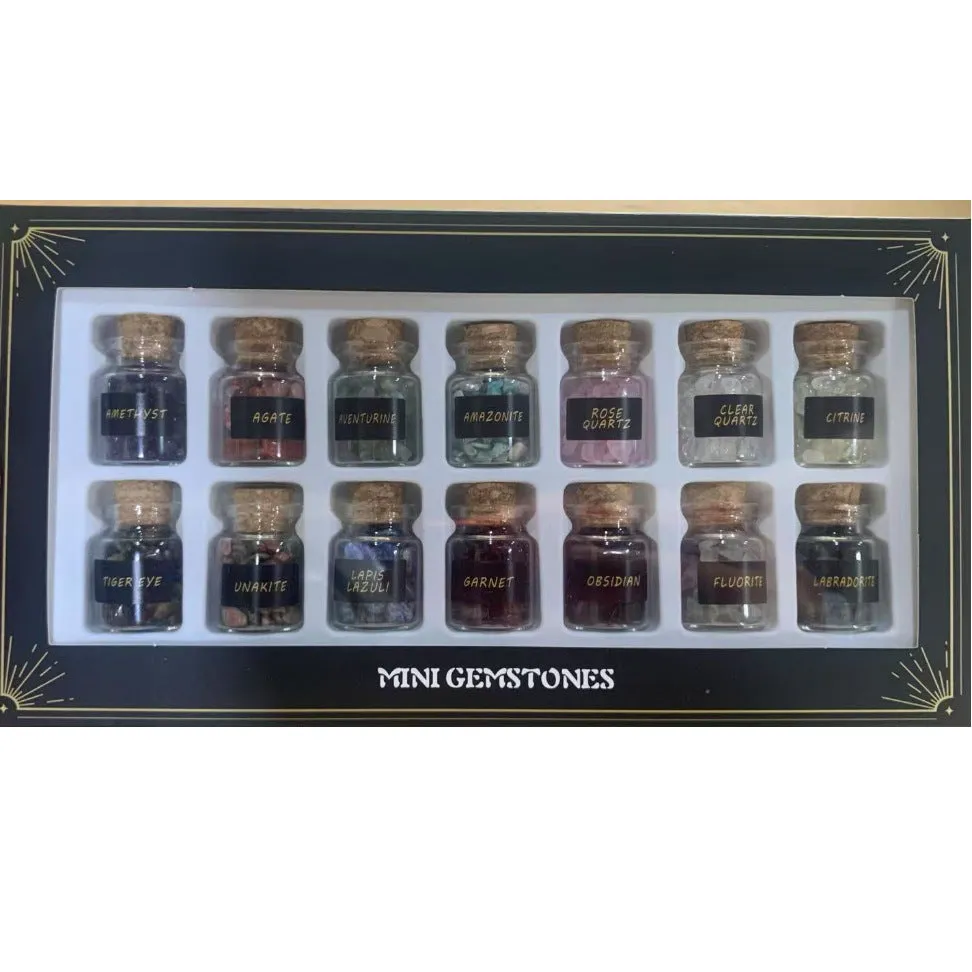 Small gravel bottle with colourful white crystal stones in a drift bottle gift box, American style