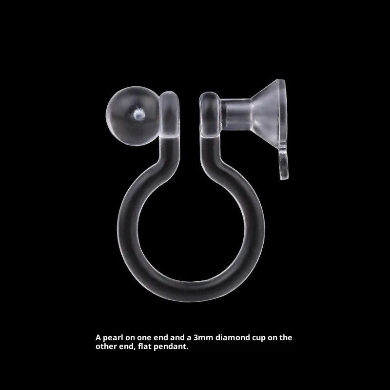 Transparent plastic resin U-shaped ear clip converter for turning ear studs into clip-on earrings, unisex