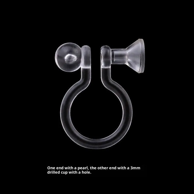 Transparent plastic resin U-shaped ear clip converter for turning ear studs into clip-on earrings, unisex