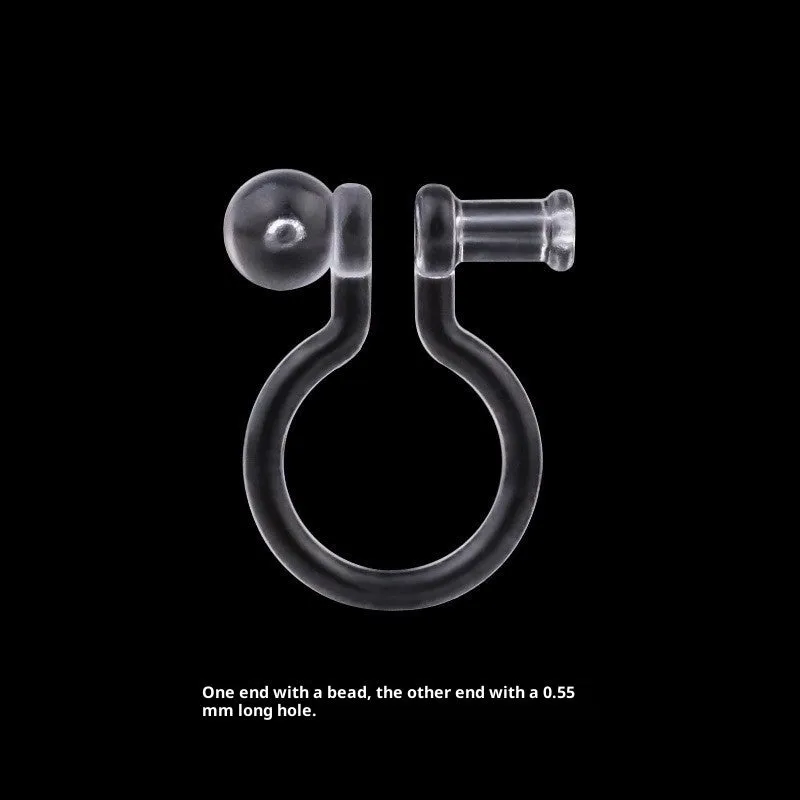 Transparent plastic resin U-shaped ear clip converter for turning ear studs into clip-on earrings, unisex