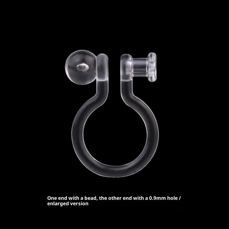Transparent plastic resin U-shaped ear clip converter for turning ear studs into clip-on earrings, unisex
