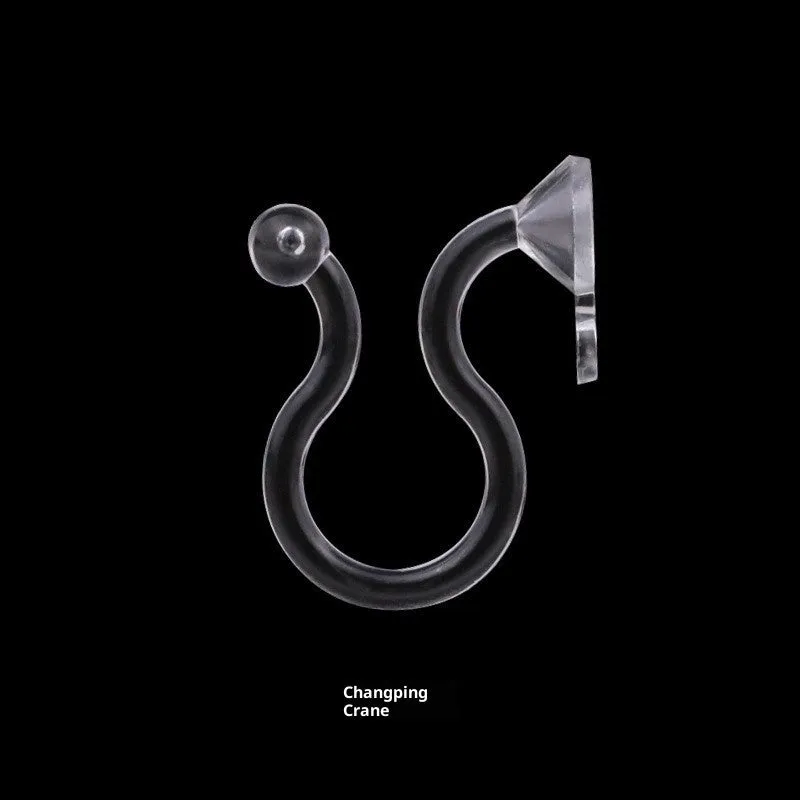 Transparent plastic resin U-shaped ear clip converter for turning ear studs into clip-on earrings, unisex