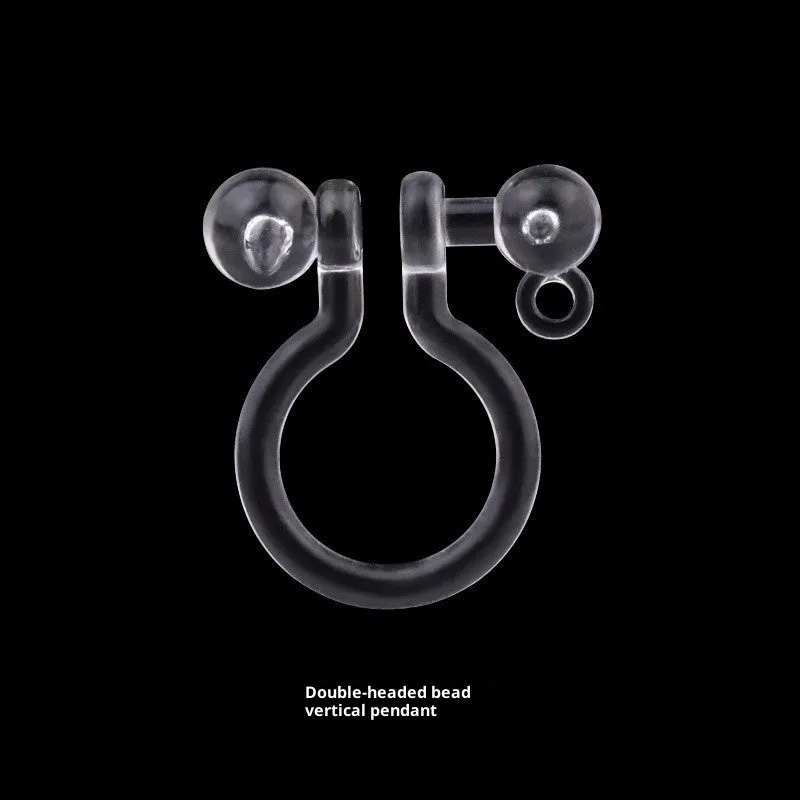 Transparent plastic resin U-shaped ear clip converter for turning ear studs into clip-on earrings, unisex