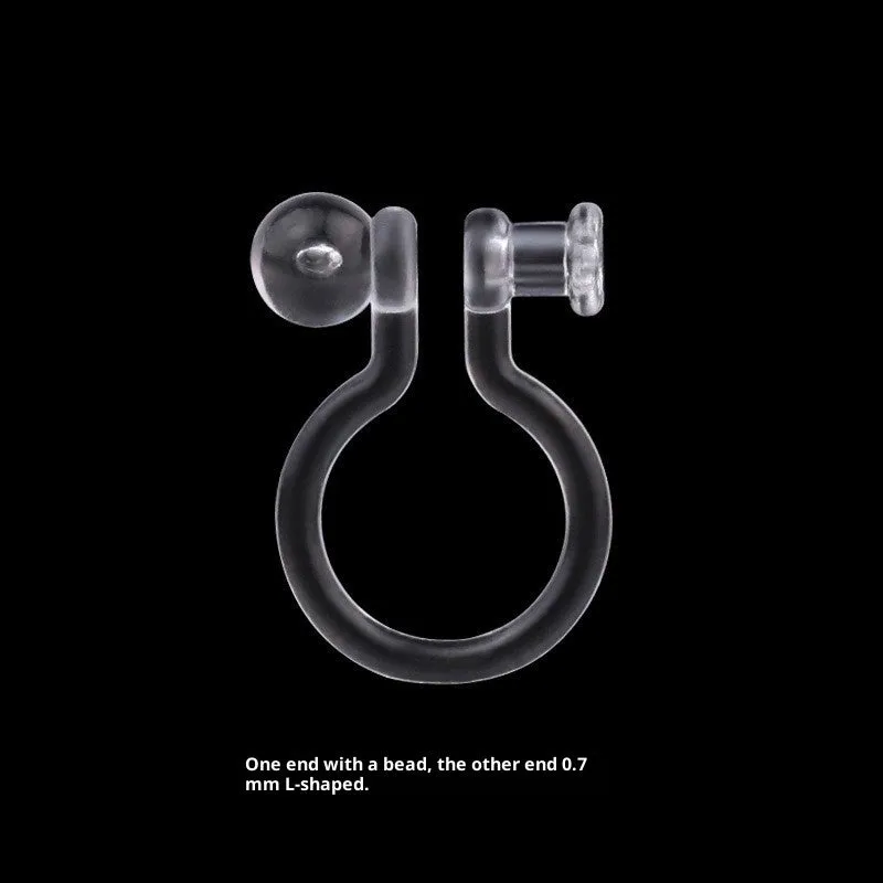 Transparent plastic resin U-shaped ear clip converter for turning ear studs into clip-on earrings, unisex