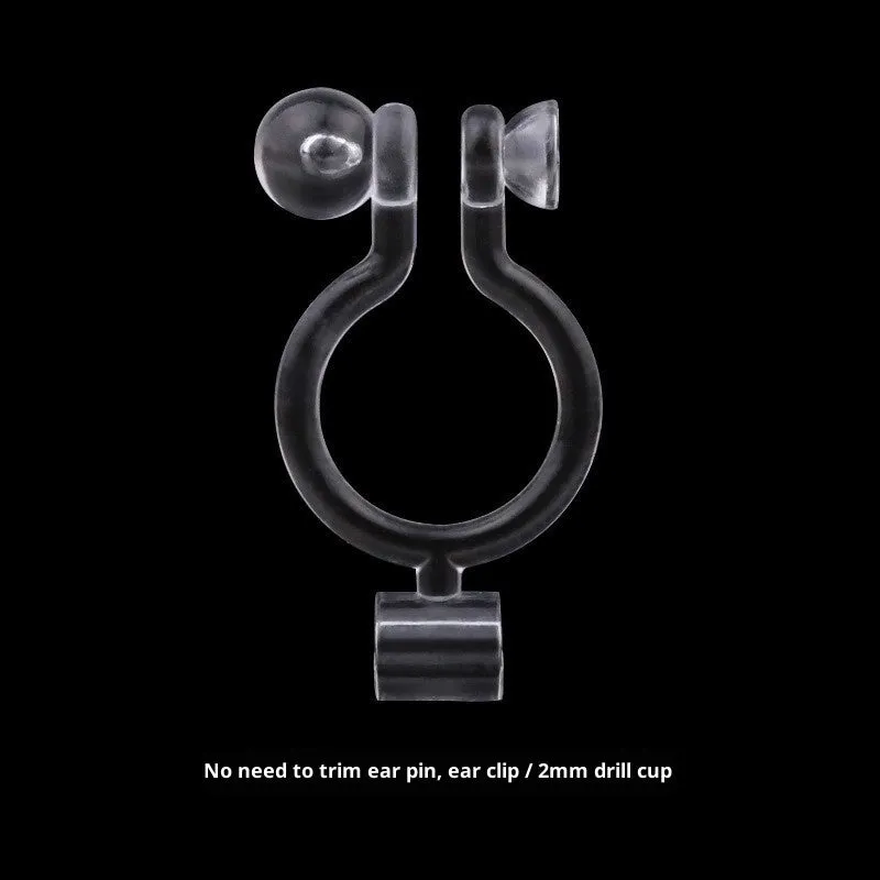 Transparent plastic resin U-shaped ear clip converter for turning ear studs into clip-on earrings, unisex