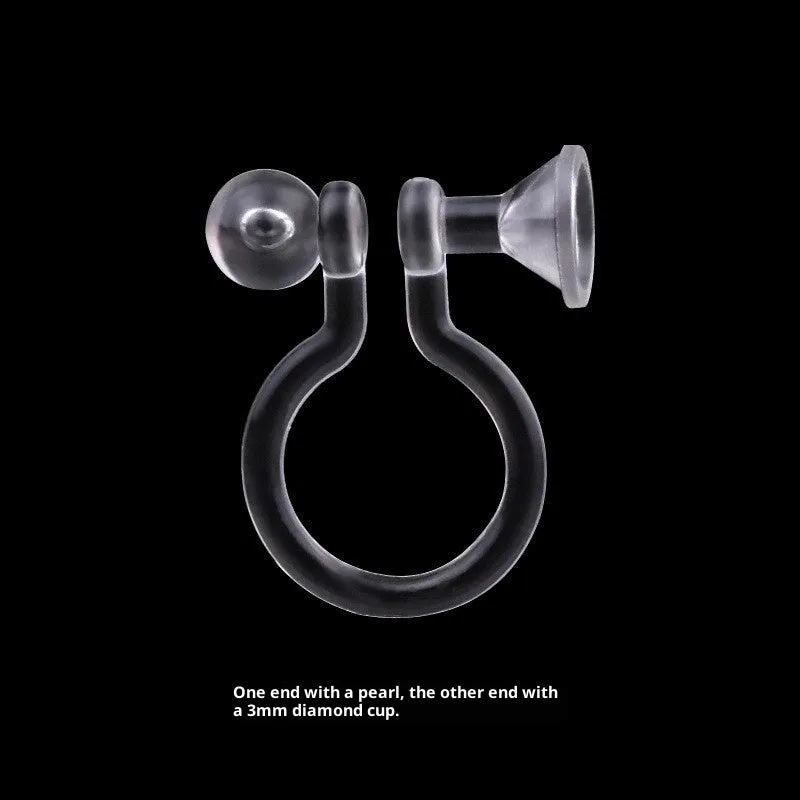Transparent plastic resin U-shaped ear clip converter for turning ear studs into clip-on earrings, unisex