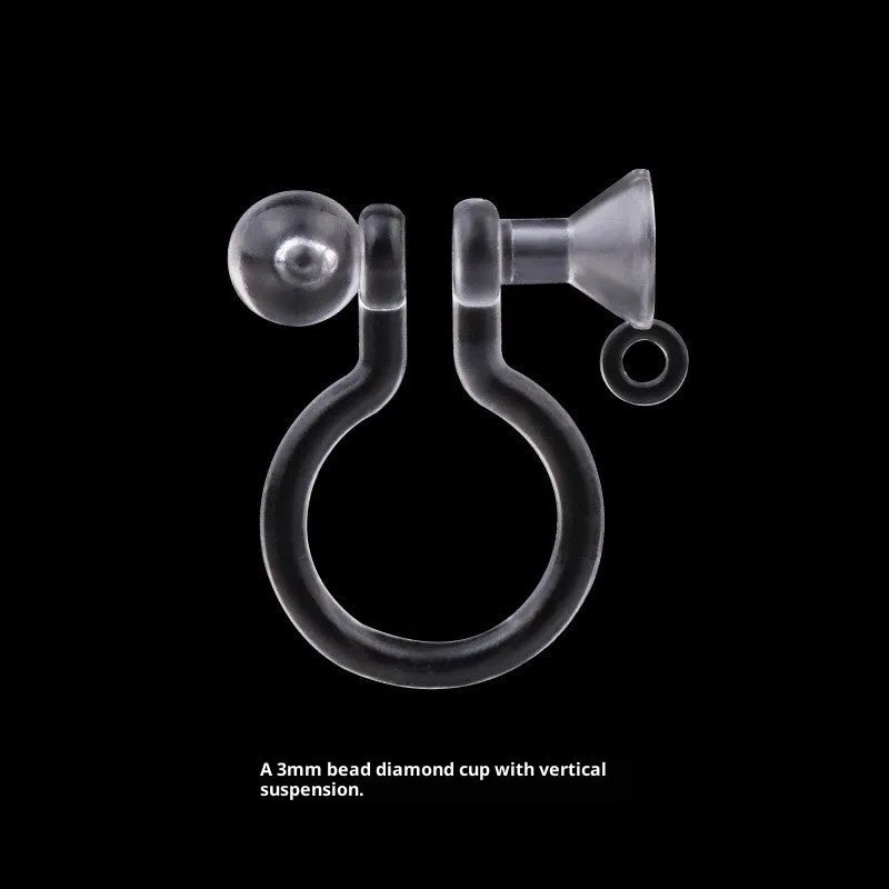 Transparent plastic resin U-shaped ear clip converter for turning ear studs into clip-on earrings, unisex