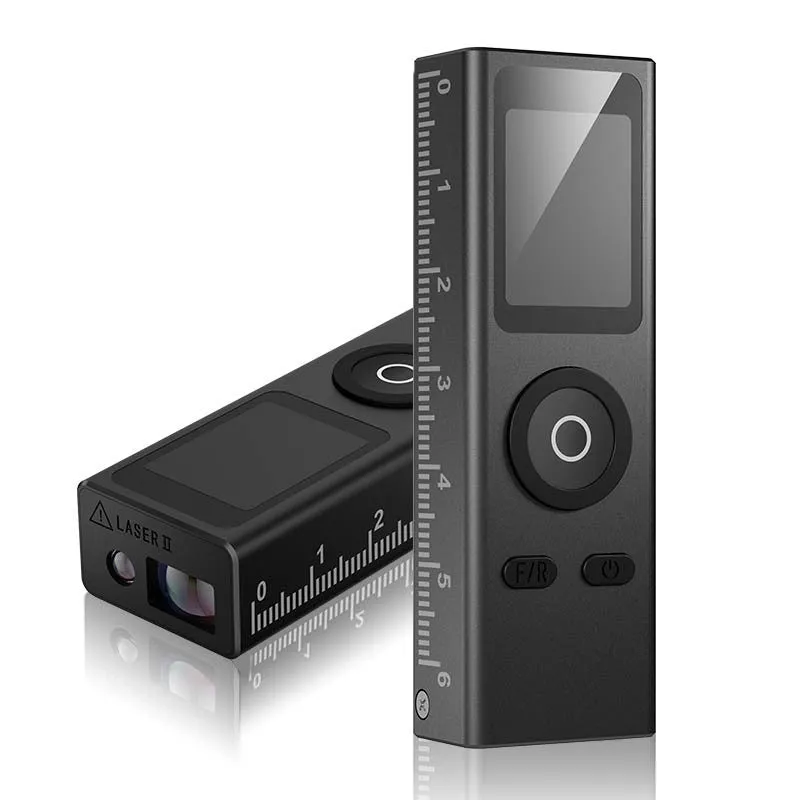 30-metre handheld laser rangefinder with aluminium alloy body and lithium battery, front view