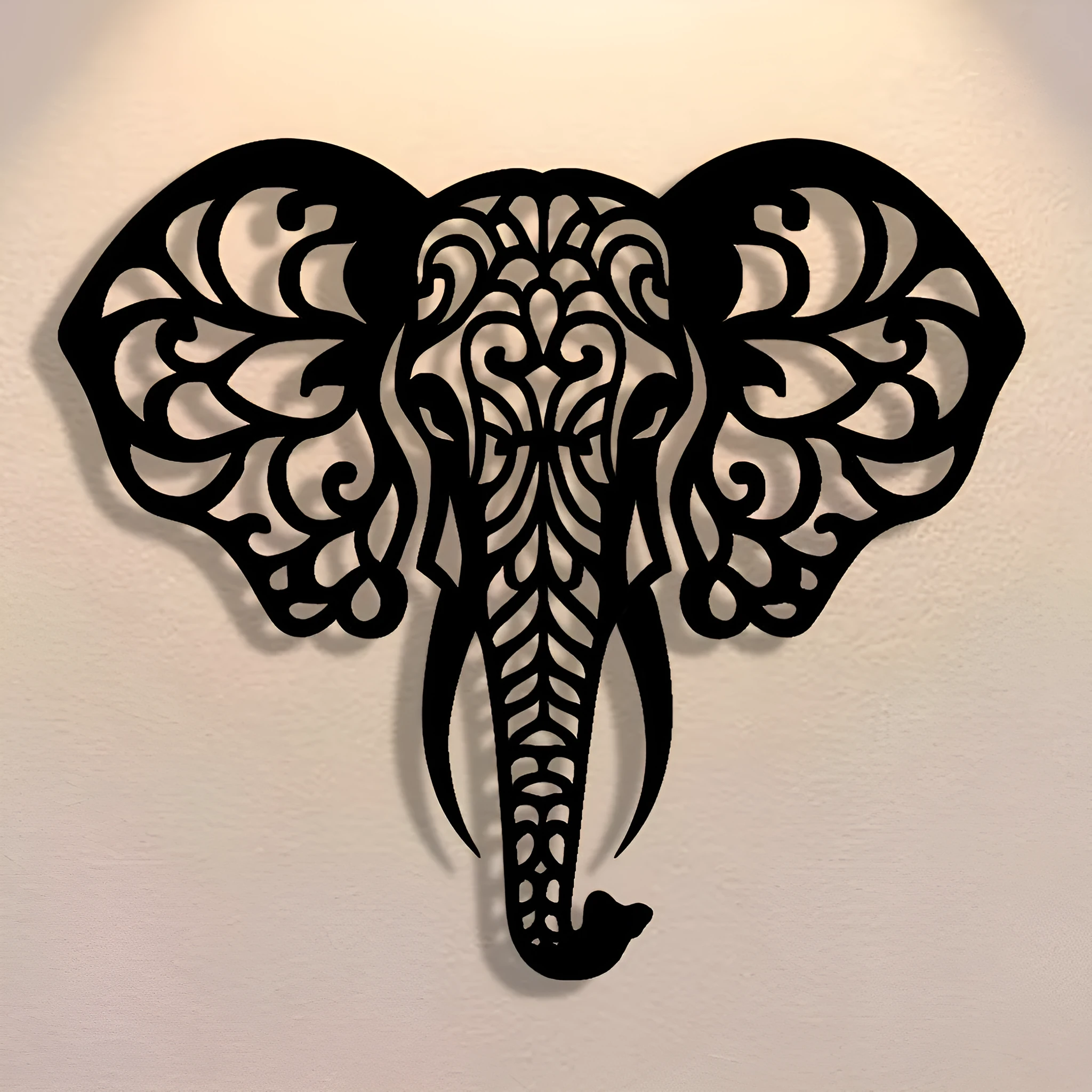 Wrought iron elephant wall decoration in modern simplicity style, metal construction, wall-mounted