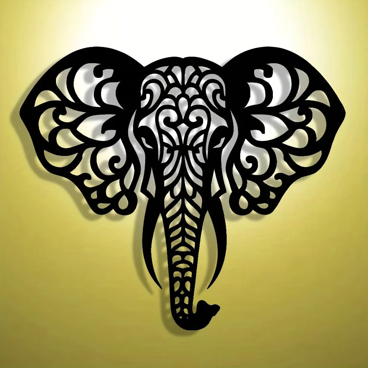 Wrought iron elephant wall decoration in modern simplicity style, metal construction, wall-mounted