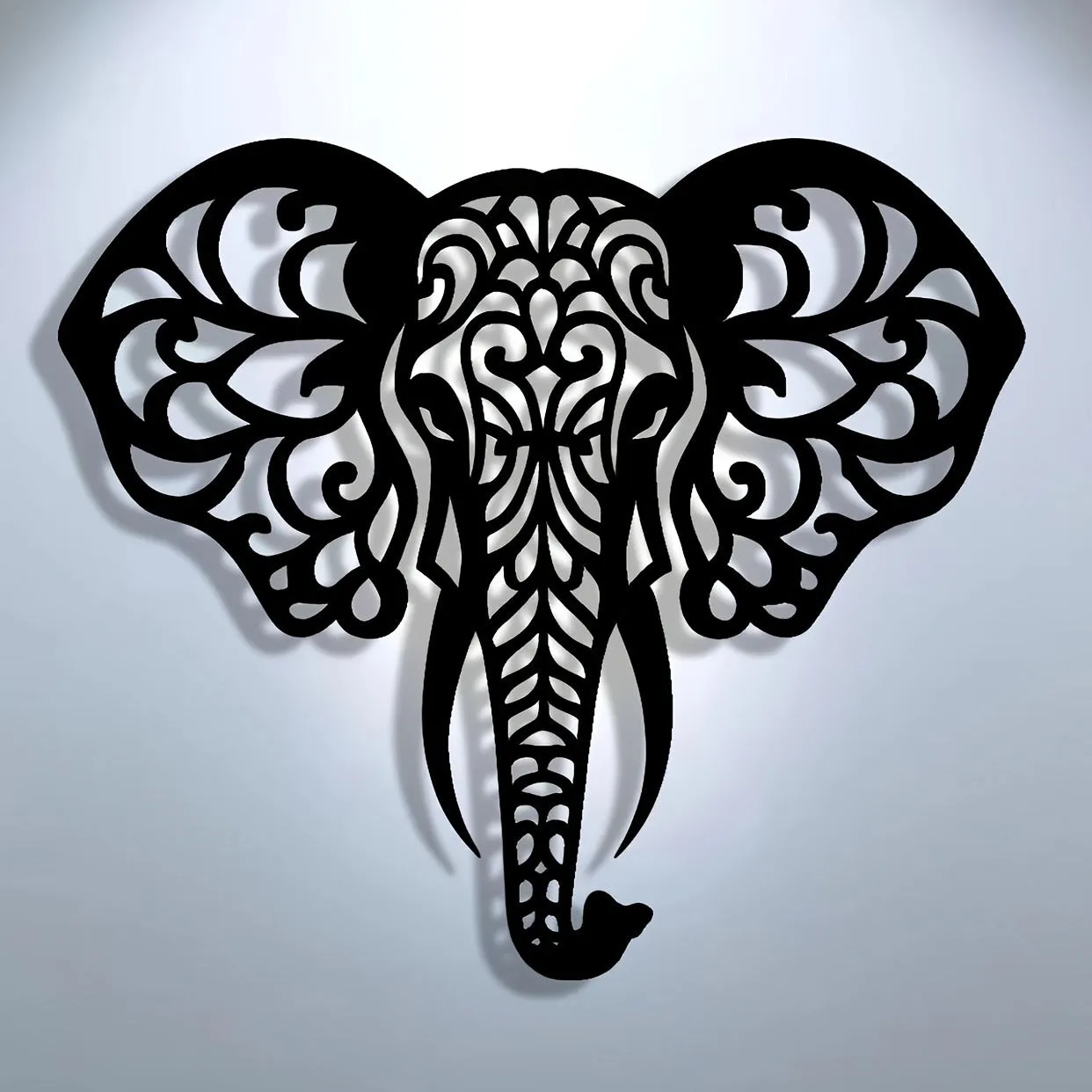 Wrought iron elephant wall decoration in modern simplicity style, metal construction, wall-mounted