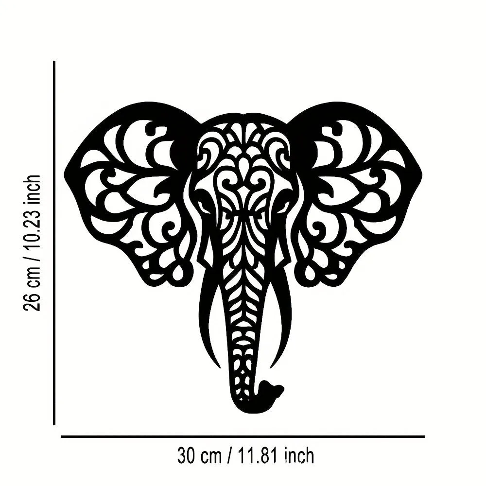 Wrought iron elephant wall decoration in modern simplicity style, metal construction, wall-mounted