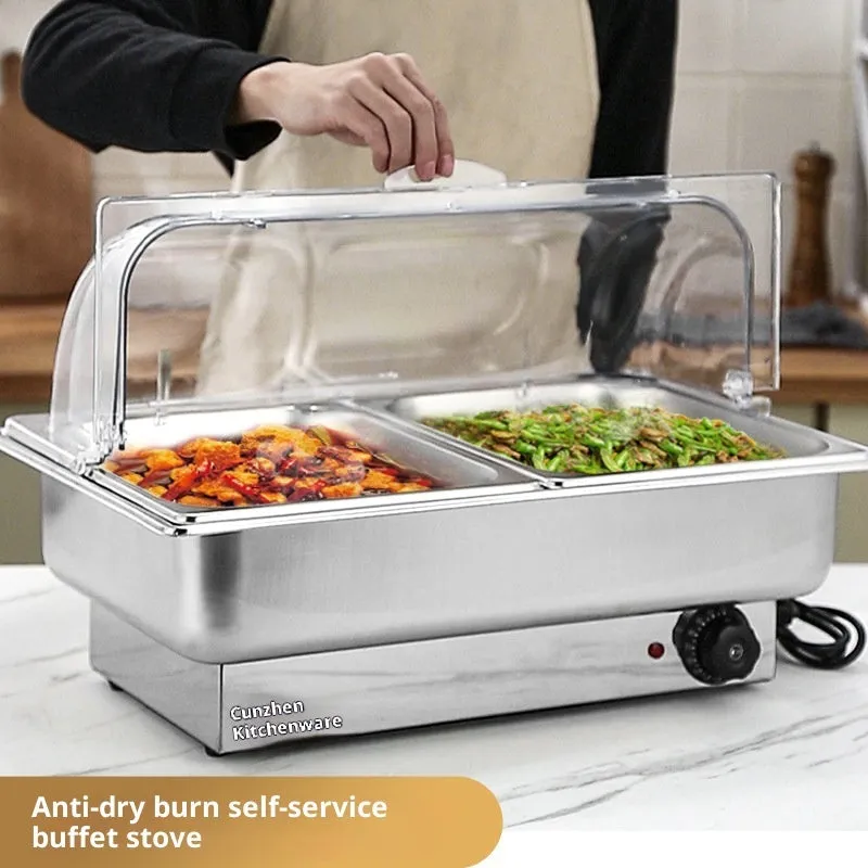 Commercial desktop insulated dining stove single basin shallow style metal plastic 640x460x300mm US 110V power supply