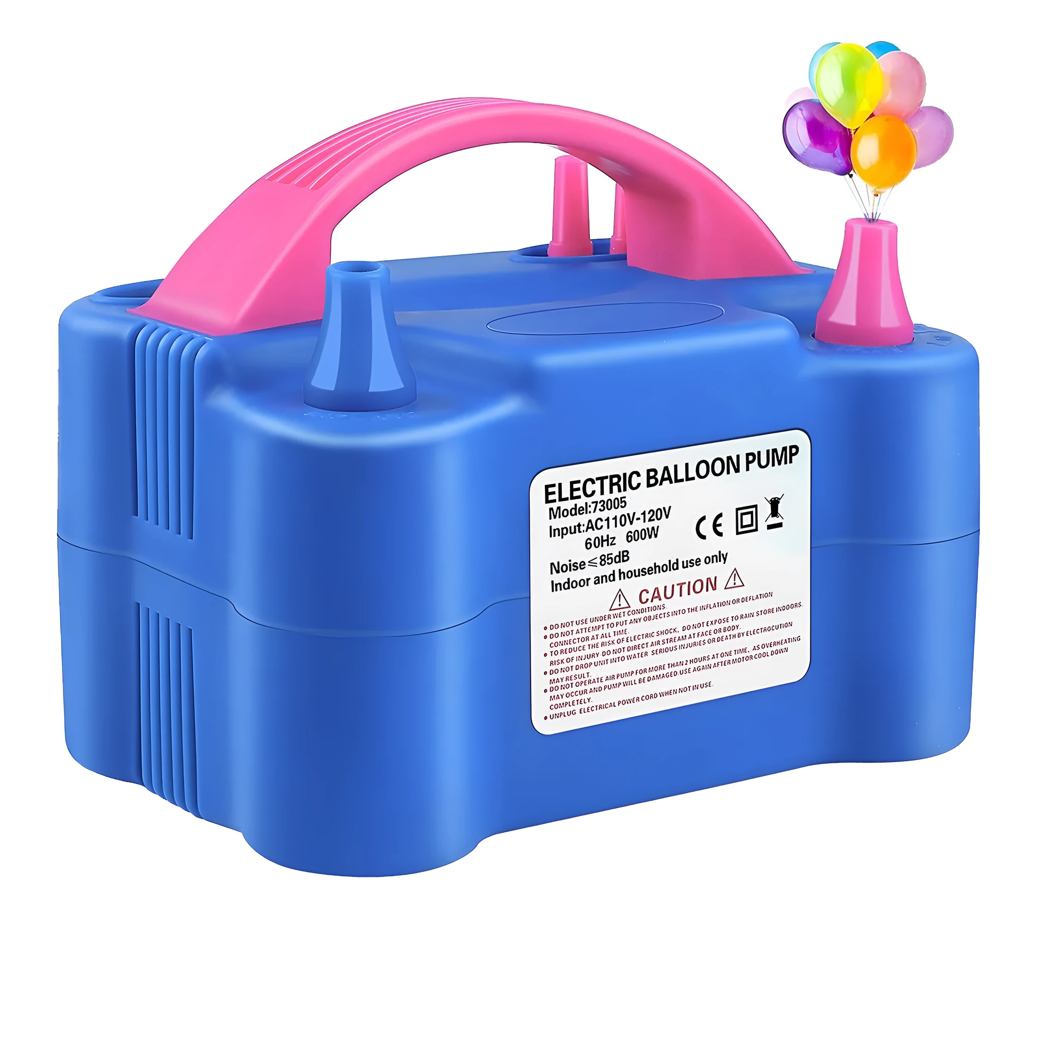 Blue plastic double holes electric balloon inflator with US plug for fast balloon inflation