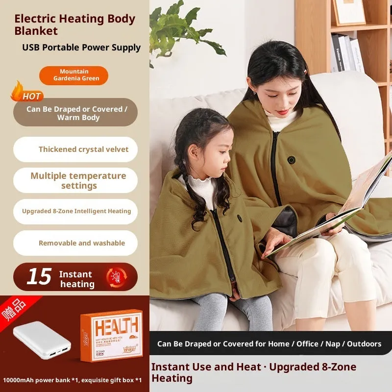 Washable lazy warm blanket 150x80cm in Gardenia Green with 5000mA charging treasure set