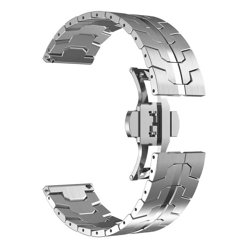 Stainless steel watch strap for Samsung Galaxy Watch in silver, black, titanium and other colours.