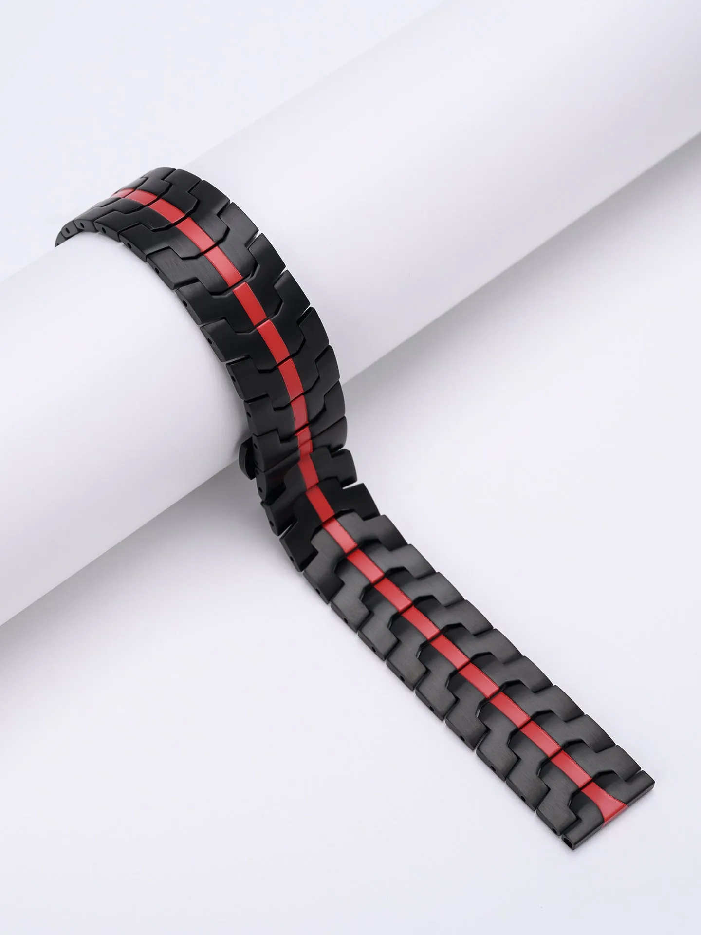 Stainless steel watch strap for Samsung Galaxy Watch in silver, black, titanium and other colours.